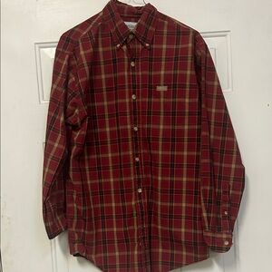 (🙈2 For $20)Carhartt Small Red Yellow Plaid Button Down Shirt